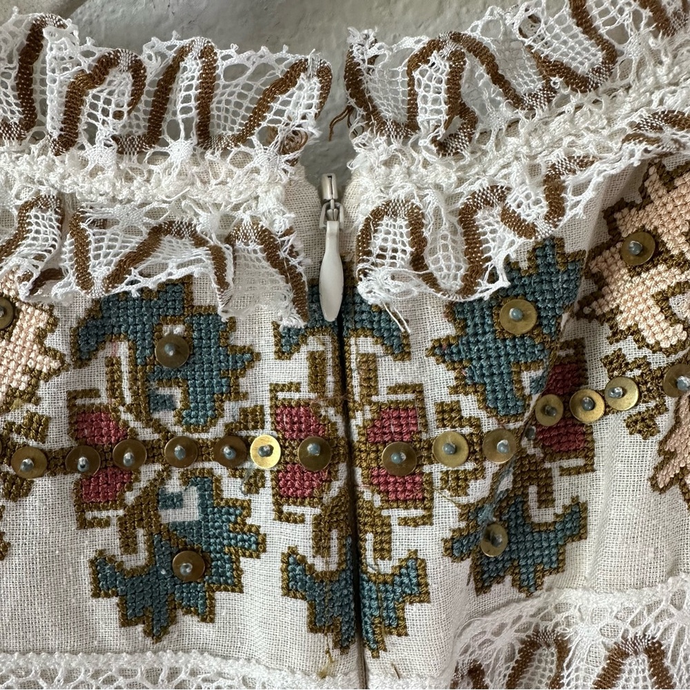 ULLA JOHNSON Alexandra Crochet-Trimmed Beaded
Embroidered Silk Mini Dress SZ 4 - Picture 11 of 12